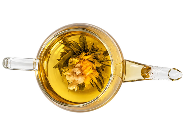 Green flowering tea with chrysanthemum and jasmine flowers