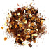 Rooibos, orange peel, hibiscus, rosehips, apple, flowers, flavoring