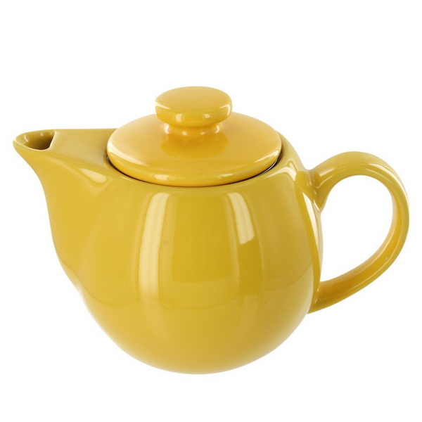 Yellow 14 ounce teapot with stainless steel infuser.