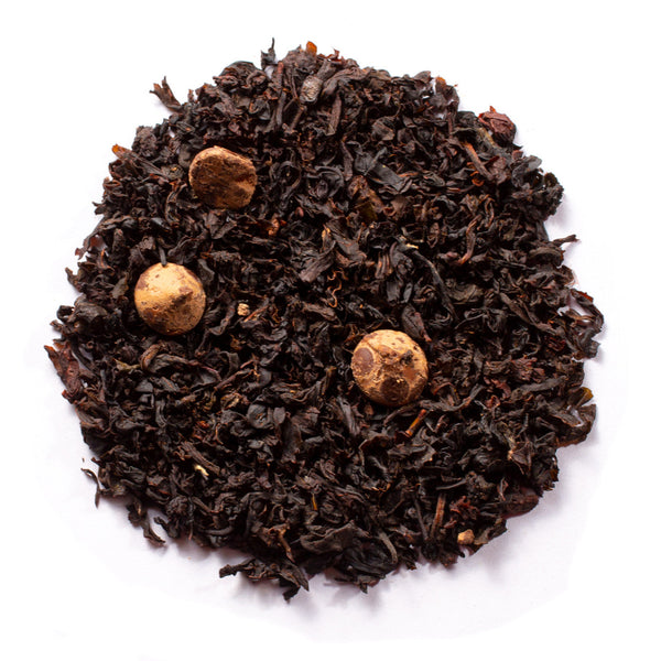 Black tea with chocolate chips and flavor