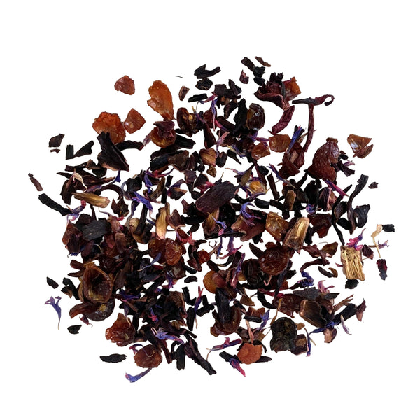Blend of Hibiscus, rosehips, cornflower petals and natural flavoring