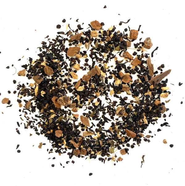 Black Tea Chai Blend with Tulsi Leaf, Ginger Root, Cinnamon Chips, with Natural &amp; Artificial flavors