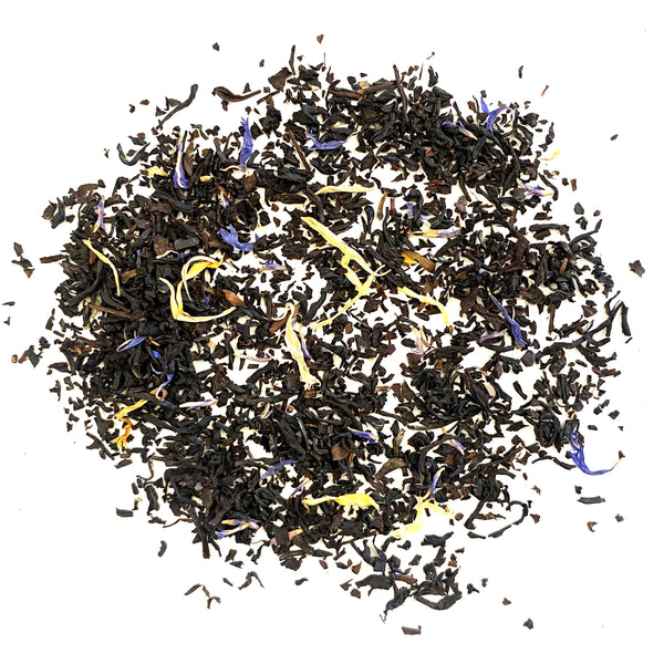 Black Tea, Safflowers, Marigold, Cornflower, & Natural and Artificial flavoring.