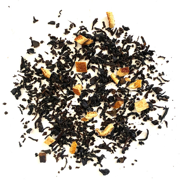 Black Tea with Orange Peel, with Natural and Artificial flavoring.
