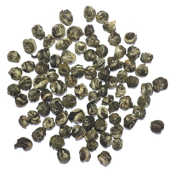 Green teas, rolled with jasmine buds.