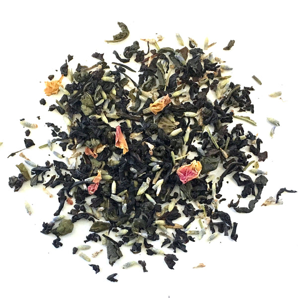 black and green tea with lavender and rose